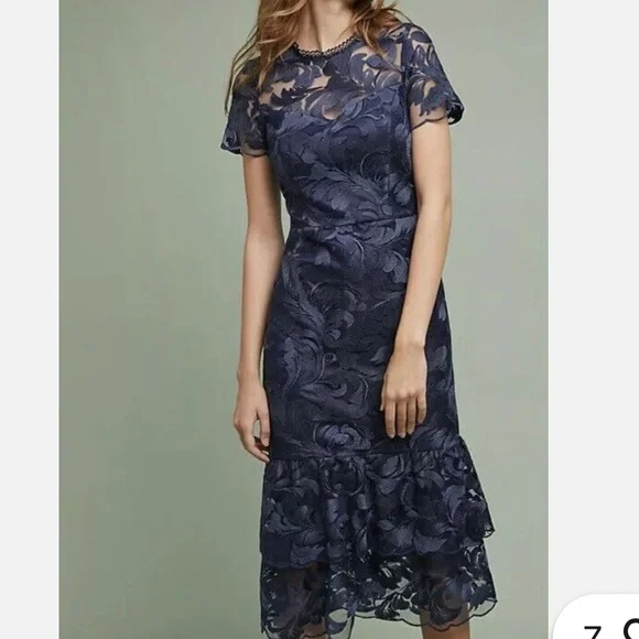 Shoshanna | Dresses | Nwt Shoshanna Midnight Treya Tiered Lace Dress Size  Z378 | Poshmark